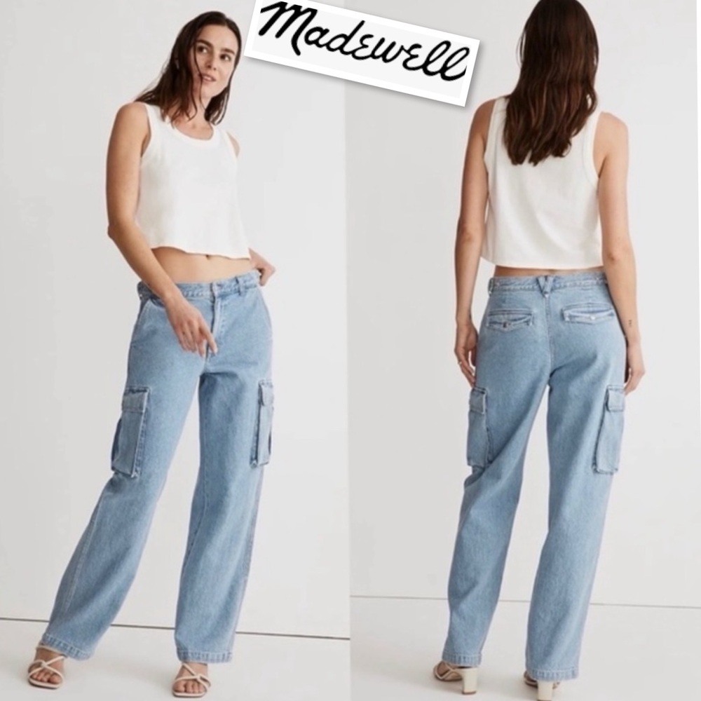 Madewell Low-Slung Straight Cargo Jeans in Coleman Wash Size 31